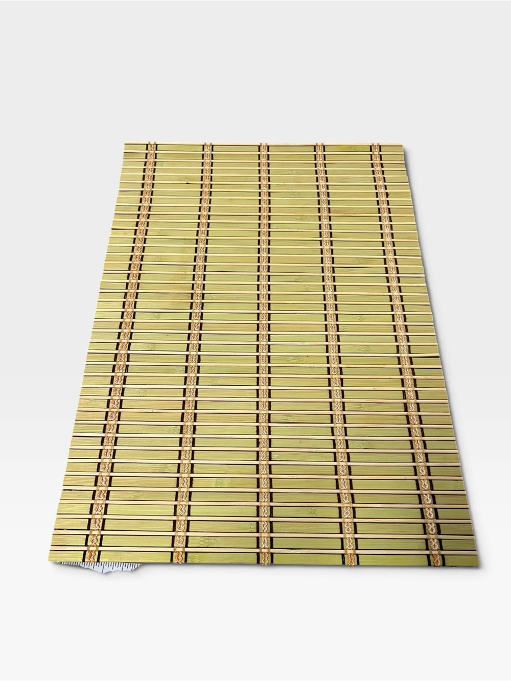 Vintage Green Bamboo Placemats - Natural Brown Accent